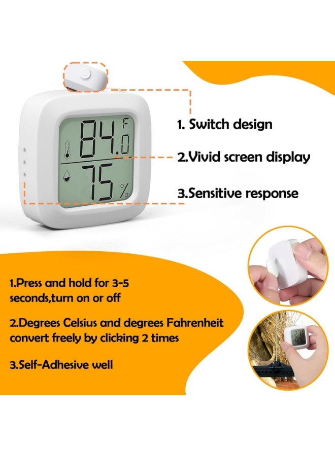 Meetion 2 PCS Reptile Thermometer and Humidity Gauge With On-Off, Tank Accessories for Jumping Spider, Leopard Gecko, Hermit Crab, Ball Python, Lizard - Image 3